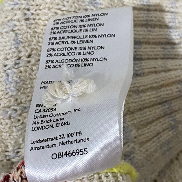 Urban Outfitters Pilcro Knit Crop Sweater M Beige Beach Cruisewear Boho Festival - Picture 5 of 5